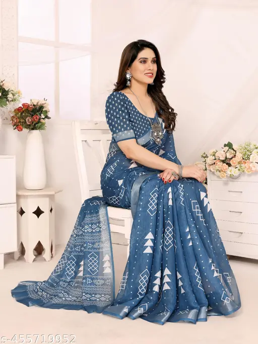 FANCY DESIGNER COTTON LINEN SAREE
