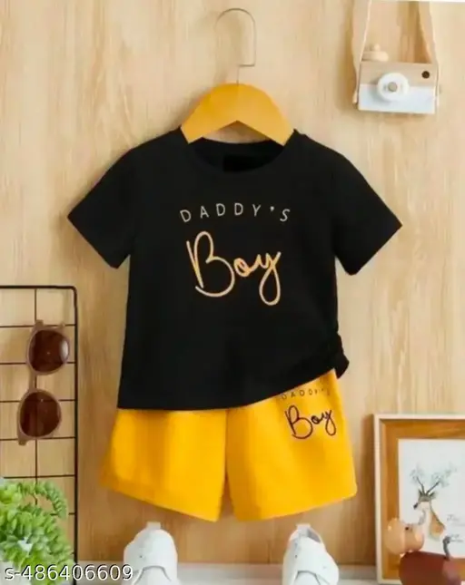 New Trendy Kids Stylish Black & Yellow Cotton Set