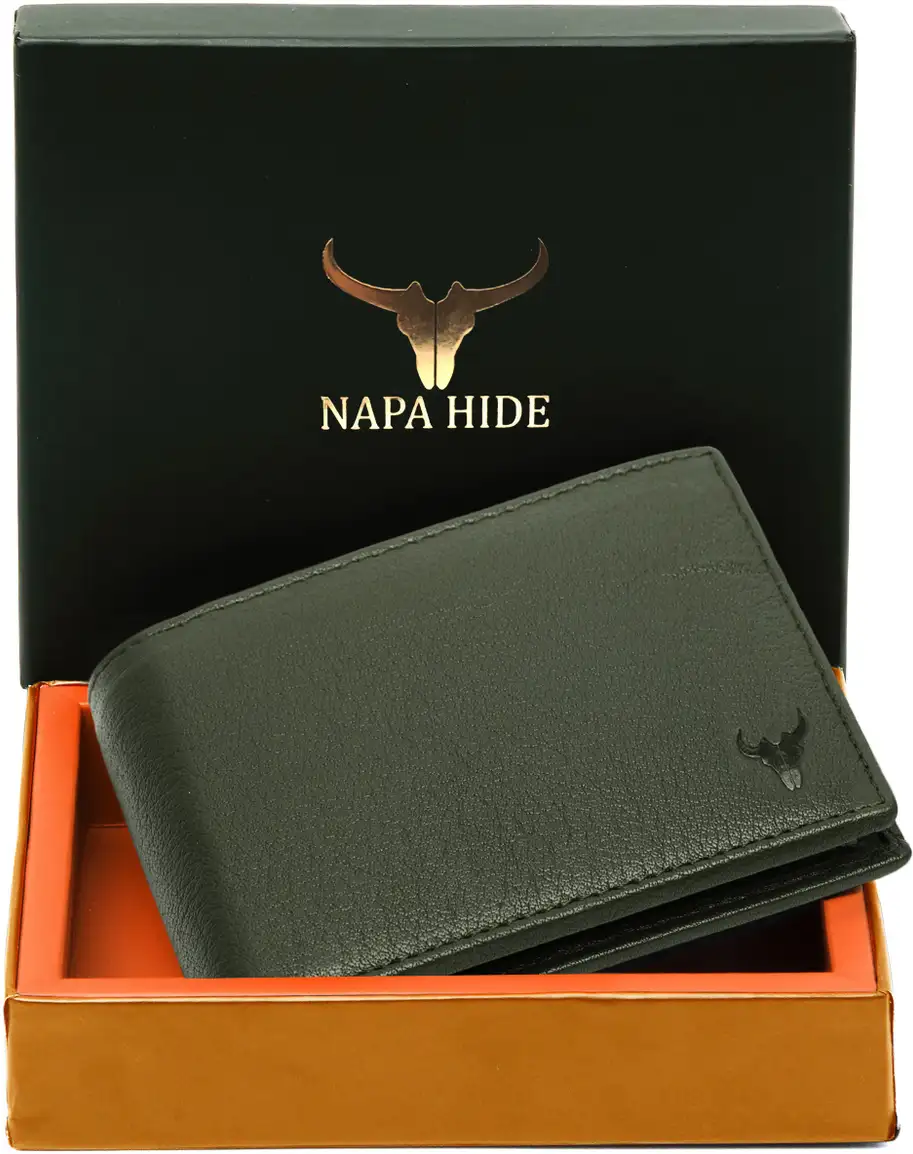 napa hide Men Casual Green Genuine Leather Wallet 