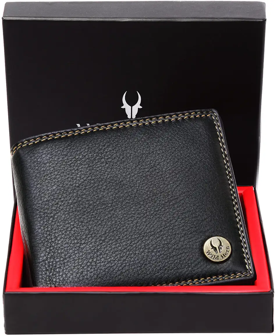 WILDHORN Men Casual Black Genuine Leather Wallet