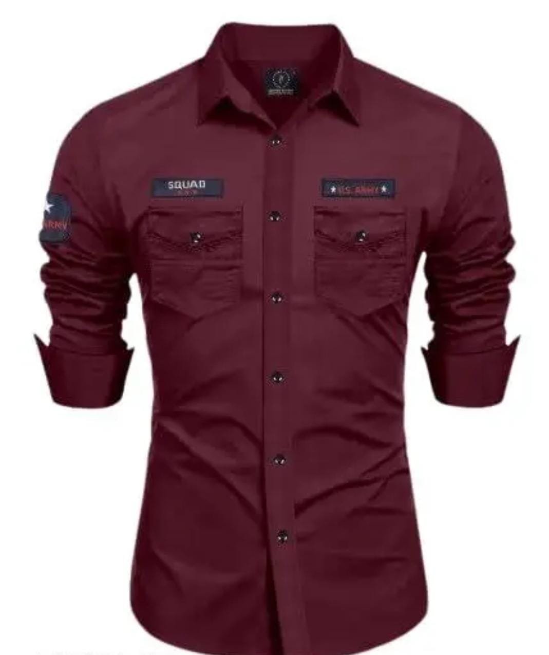 Men's Slim Fit Shirt Patch Tie Designer Shirt,44 Red