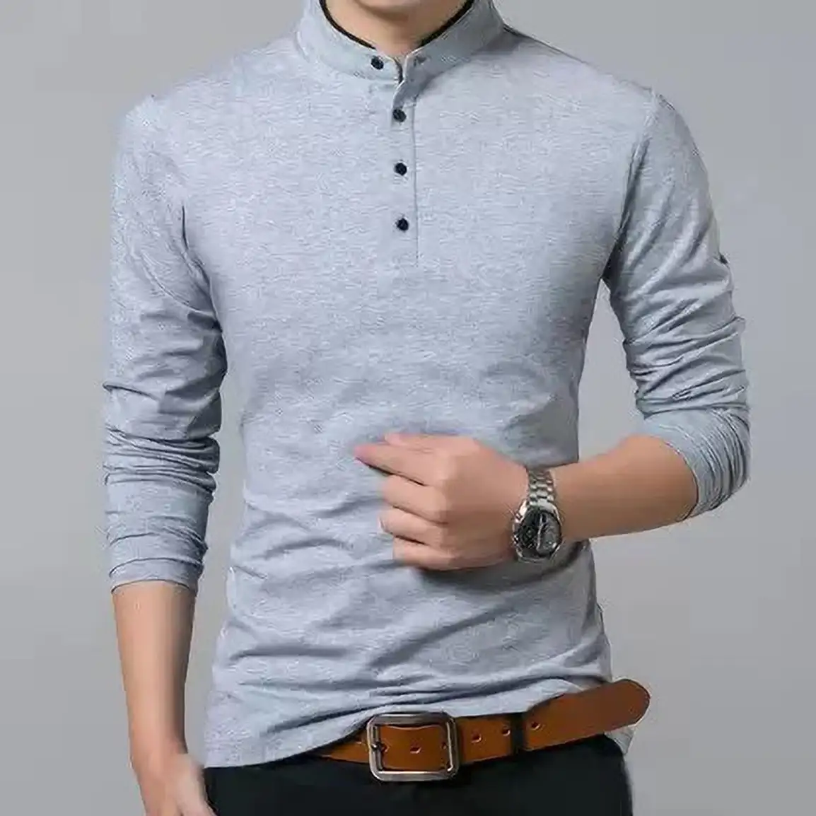 Printed Men Reversible Grey T-Shirt