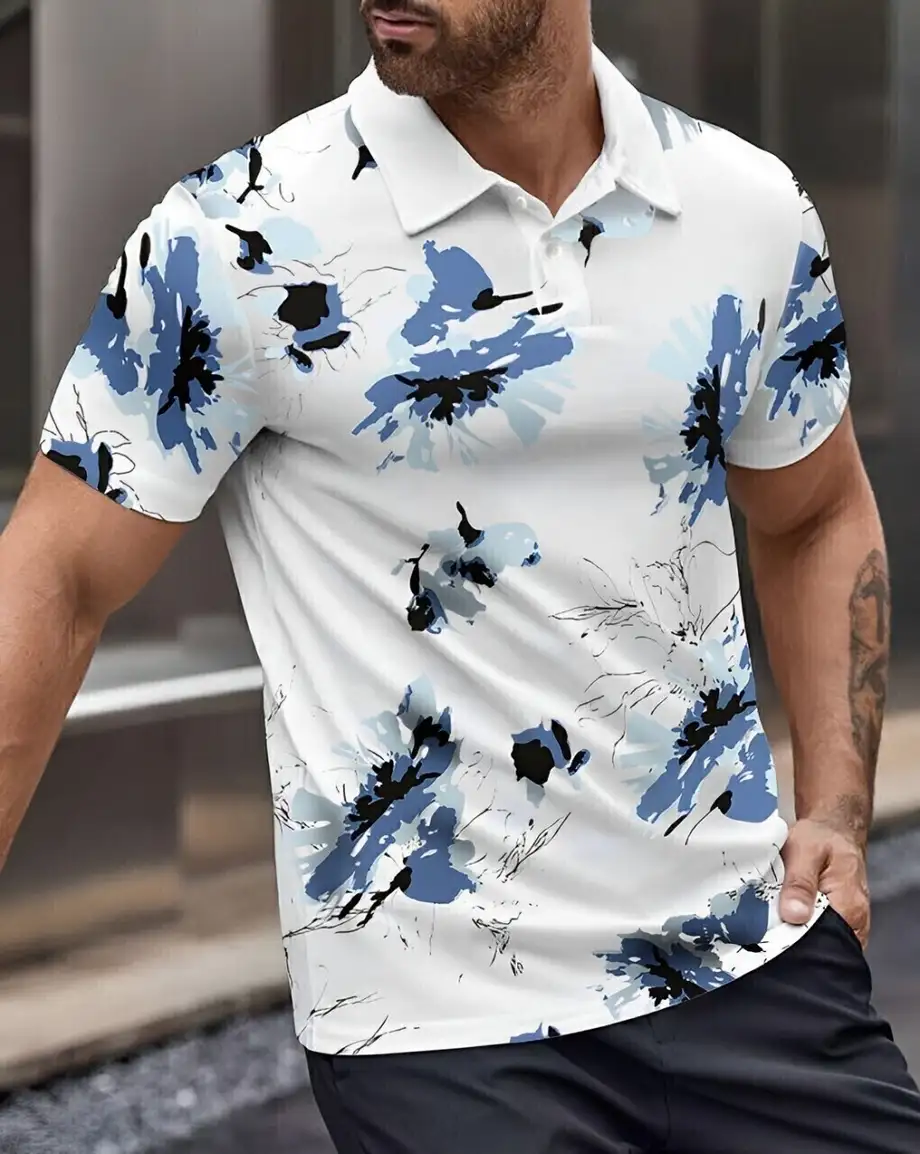 Color Block Men White T-Shirt