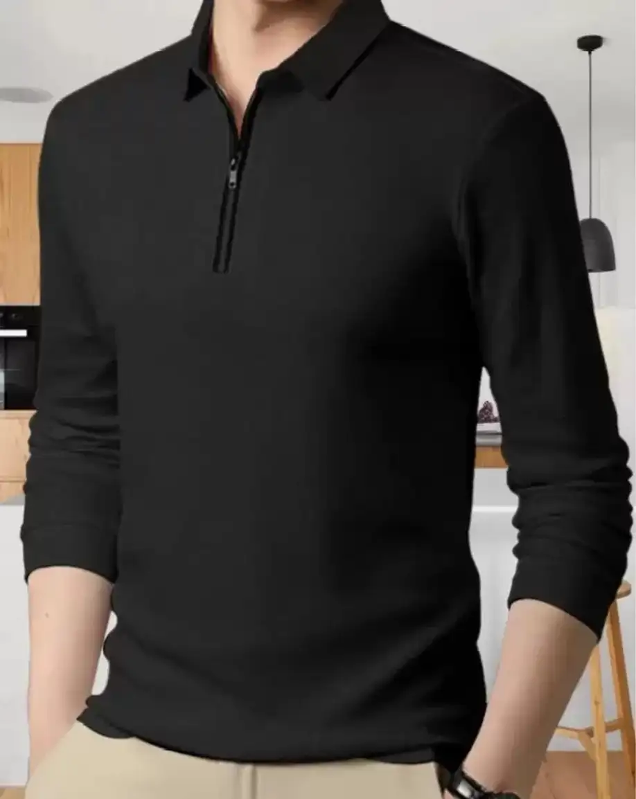Solid Men Black T-Shirt