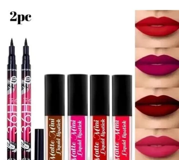 Matte mini waterproof long lasting liquid lipsticks with waterproof Eyeliner