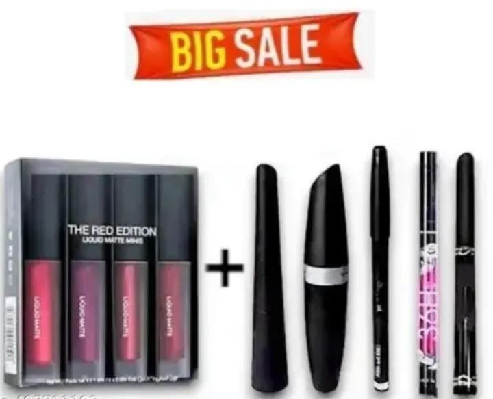 Macrail Combo of Red Edition Liquid Matte Mini Lipstick, 6-ml with 3in1 Eyeliner, mascara and Eyebrow Pencil Wi& With kajal ( Pack Of 9 Piece ) /
