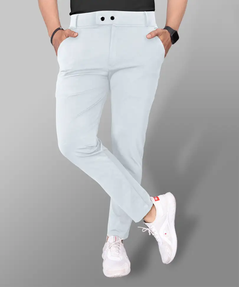 Slim Fit Men Grey Trousers