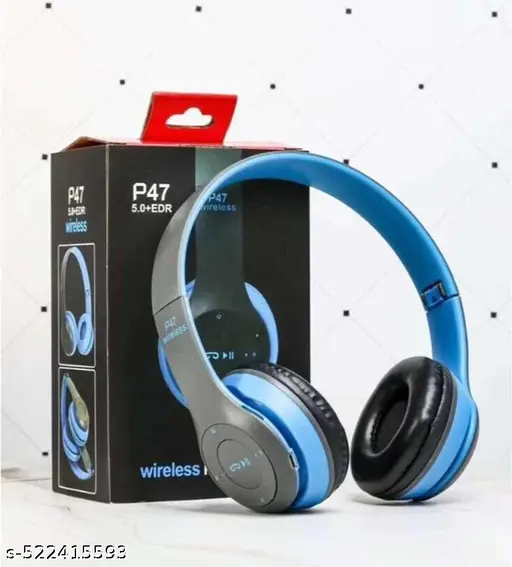P47 Over The Head Wireless Bluetooth Headset Bluetooth Headset (Multicolor)