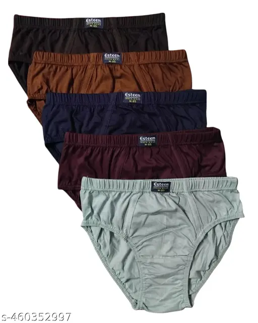 Esteem Mens Solid Cotton Briefs Combo (Pack of 5)