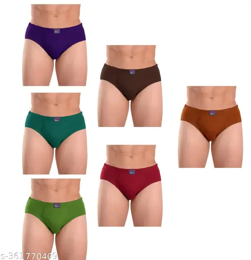 Cupatex Men's Solid Multicolor Pack Of 6 Briefs