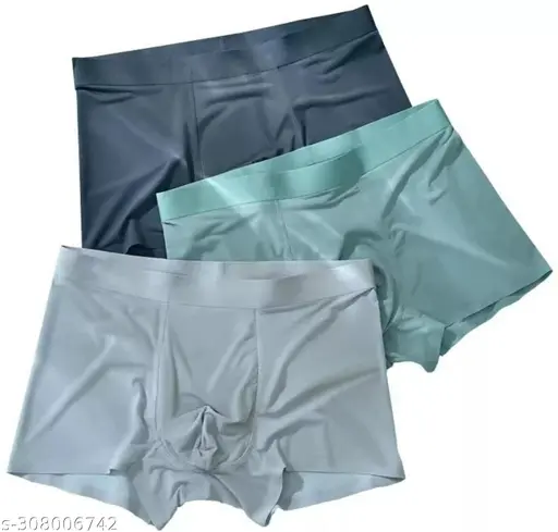 Men Ice Silk Lycra Underwear - Multicolor (Pack of 3) Briefs
