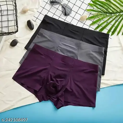 Men Ice Silk Lycra Underwear - Multicolor (Pack of 3) Briefs ?