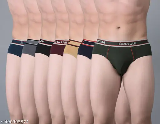 Dollar Bigboss Men's Pack of 7 Combed Cotton Solid Brief With Anti-Microbial Odour Control