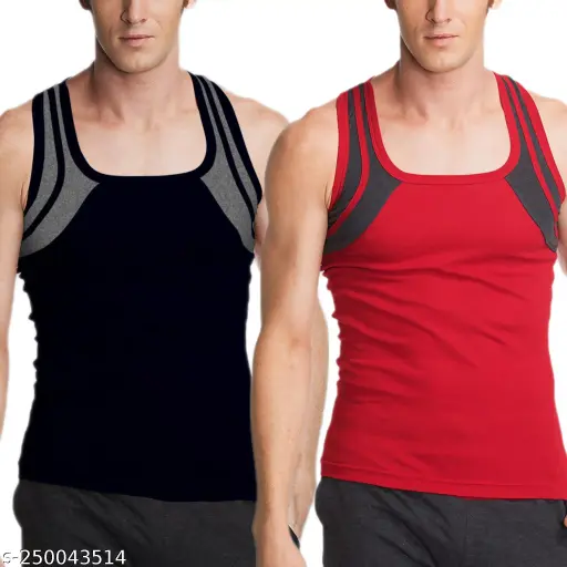 MITOS Premium Cotton Solid Gym Vest for Men (Pack of 2)