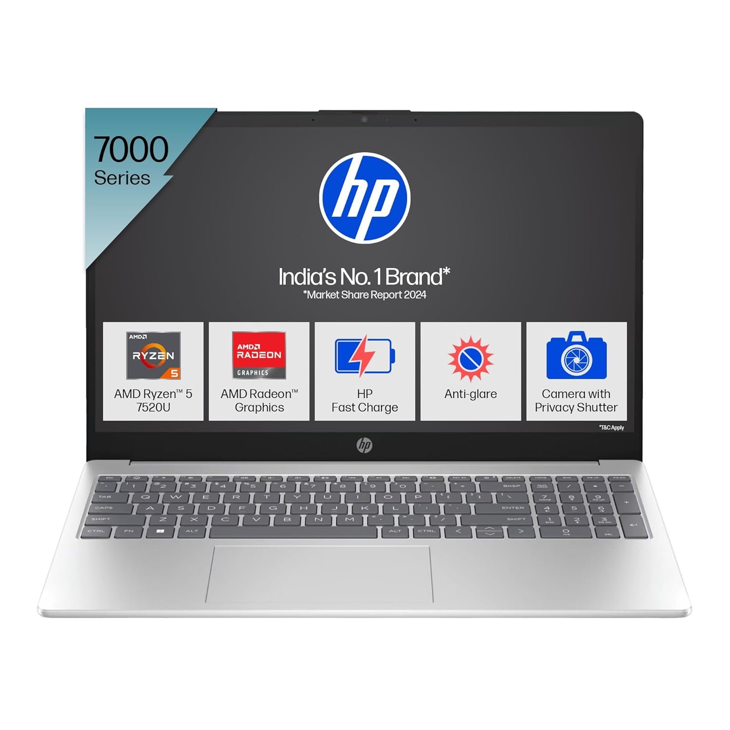 HP 15, AMD Ryzen 5 7520U (8GB LPDDR5, 512GB SSD)