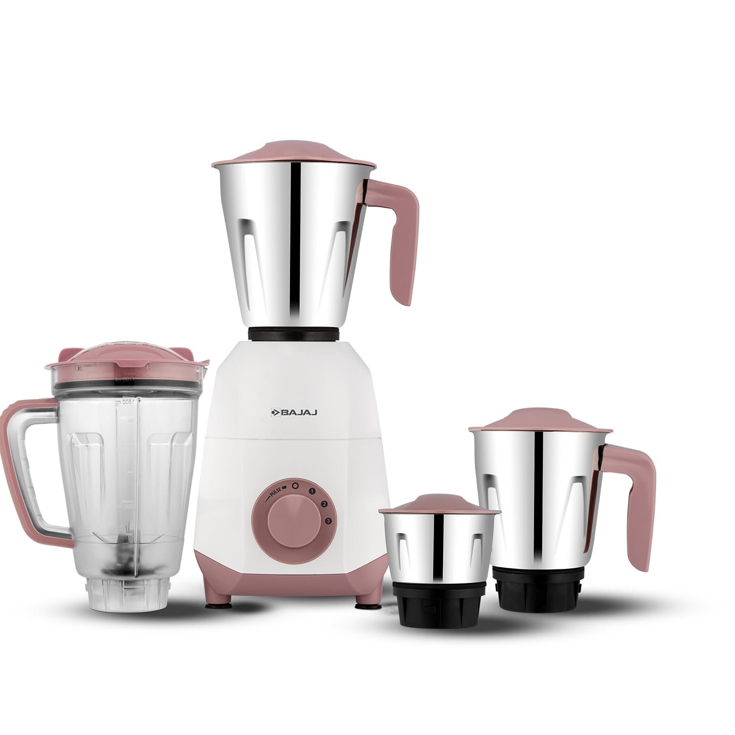Bajaj Ninja Series GX75 4 Jar 750W Mixer Grinder | DuraCut Blades | 4 Stainless Steel Mixer Jars | Dry & Wet Grinding | 2 Yrs Warranty 【White/Lilac】
