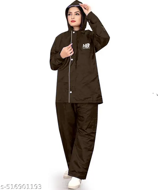 Women Solid Reversible Double Layered High Quality Waterproof Raincoat