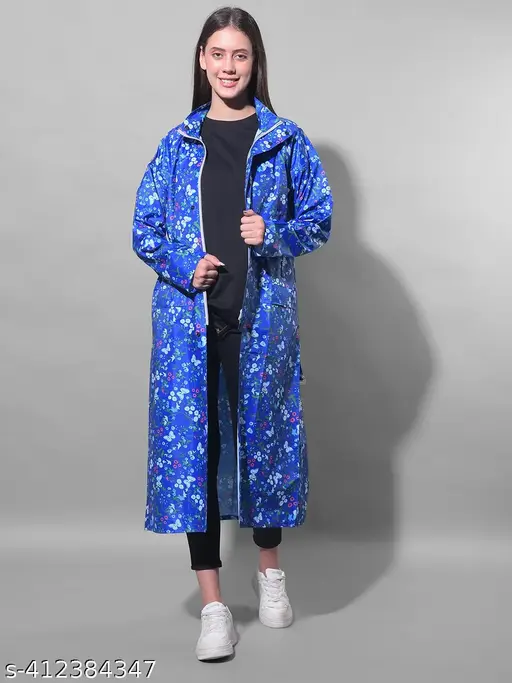 Dollar Rainguard Women's PVC Full Sleeve Solid Long Raincoat With Adjustable Hood and Pocket