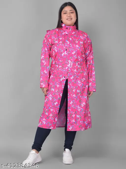 Dollar Rainguard Women's PVC Full Sleeve Solid Long Raincoat With Adjustable Hood and Pocket