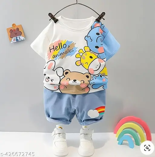 Snoopie Stylish Unisex Latest Clothing Set For Kids (White)