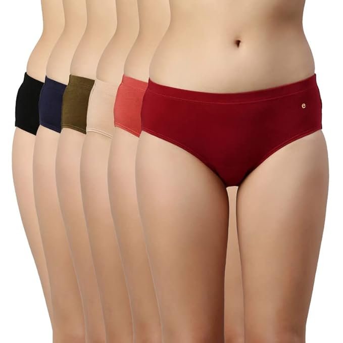 Enamor CR17 Stretchable Cotton Hipster Panties for Women, Full Coverage Grip Fit Inner Elastic with Antimicrobial & Stain Release Technology- Color and Print May Vary