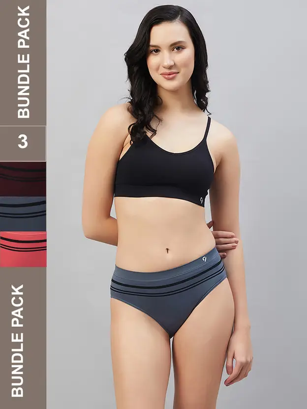 C9 Airwear Pack of 3 Women Bikini Black, Purple, Pink Panty