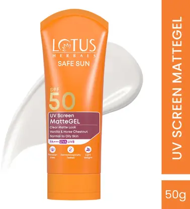 LOTUS HERBALS Sunscreen - SPF 50 PA+++ Safe Sun Uv Screen Matte Gel Sunscreen Spf 50 Pa+++ 