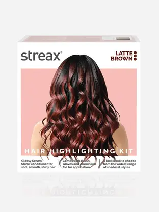 Streax Hair Colour Highlight Kit , Hair Colour for Women, DIY Application , Latte Brown