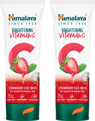 HIMALAYA Brightening Vitamin C Strawberry  Brightening Face Cleanser, Remove Dull Skin Face Wash 