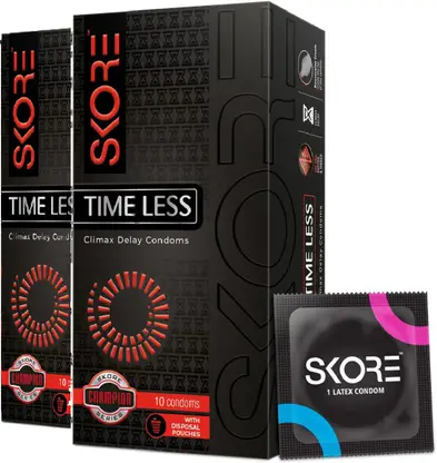 SKORE Time Less | Climax Delay | With Disposal Pouches Condom 