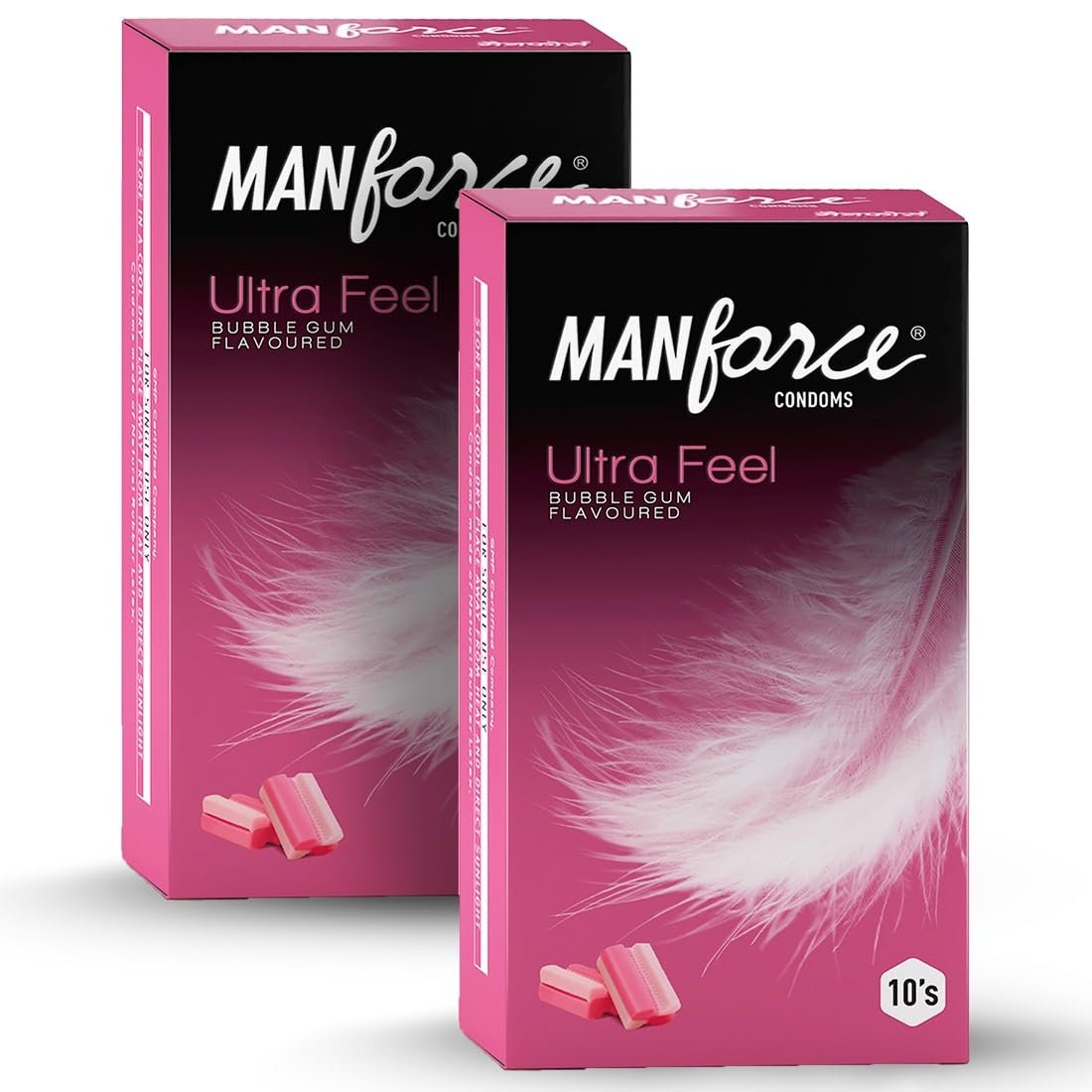 Manforce Ultra Feel Bubblegum Flavoured Condoms for Men | 20 pcs | Ultra Thin Condom | Lubricated Latex Condoms For Her Enhanced Pleasure 