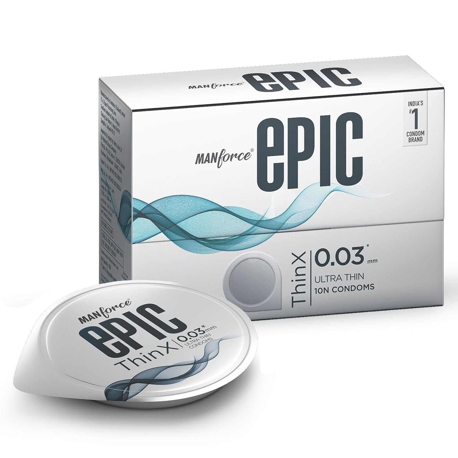 Manforce Epic ThinX | Ultra Thin Condoms with Easy Peel Pack | 10 Pcs