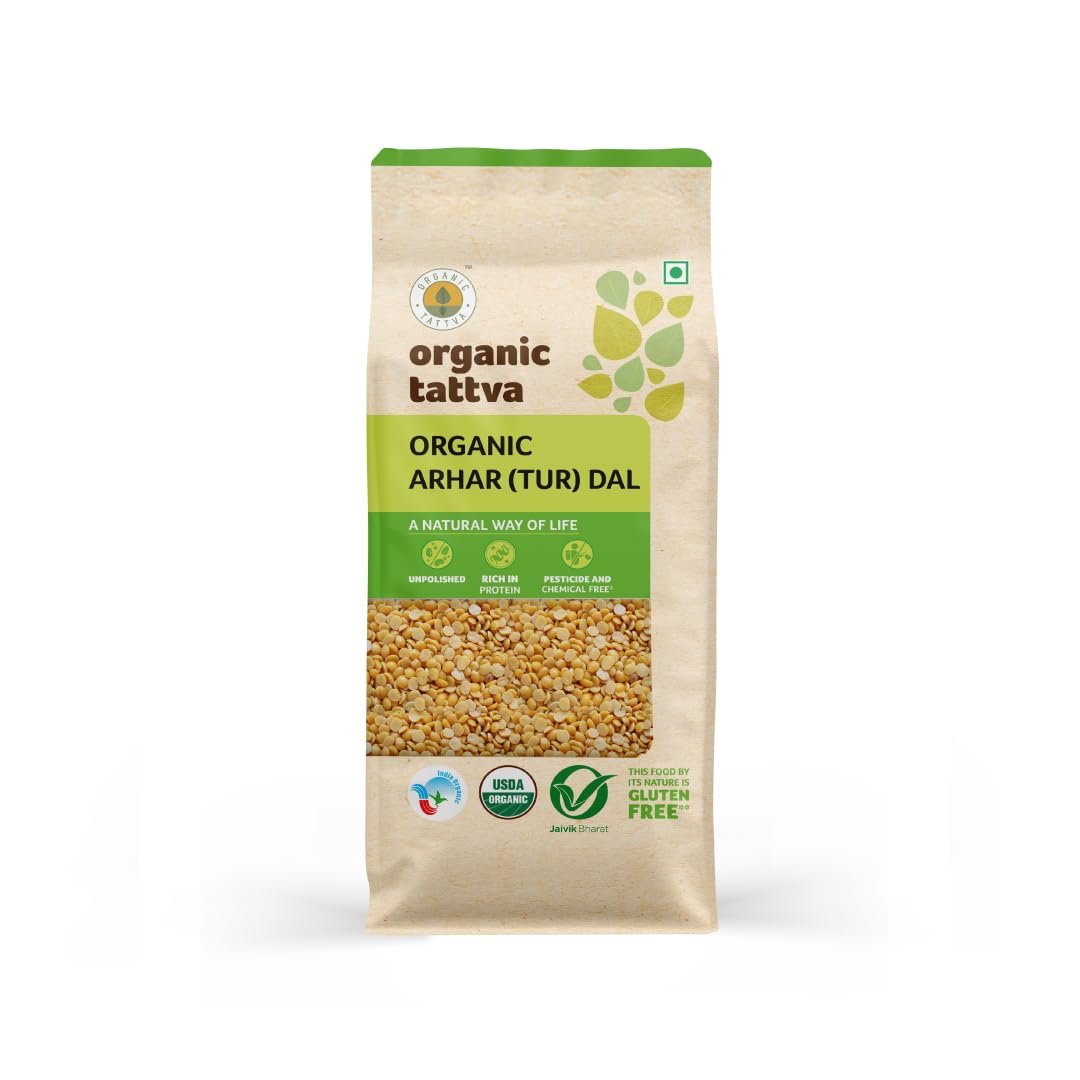 Organic Tattva, Organic Gluten Free Arhar/Toor Unpolished Dal, 1 Kg