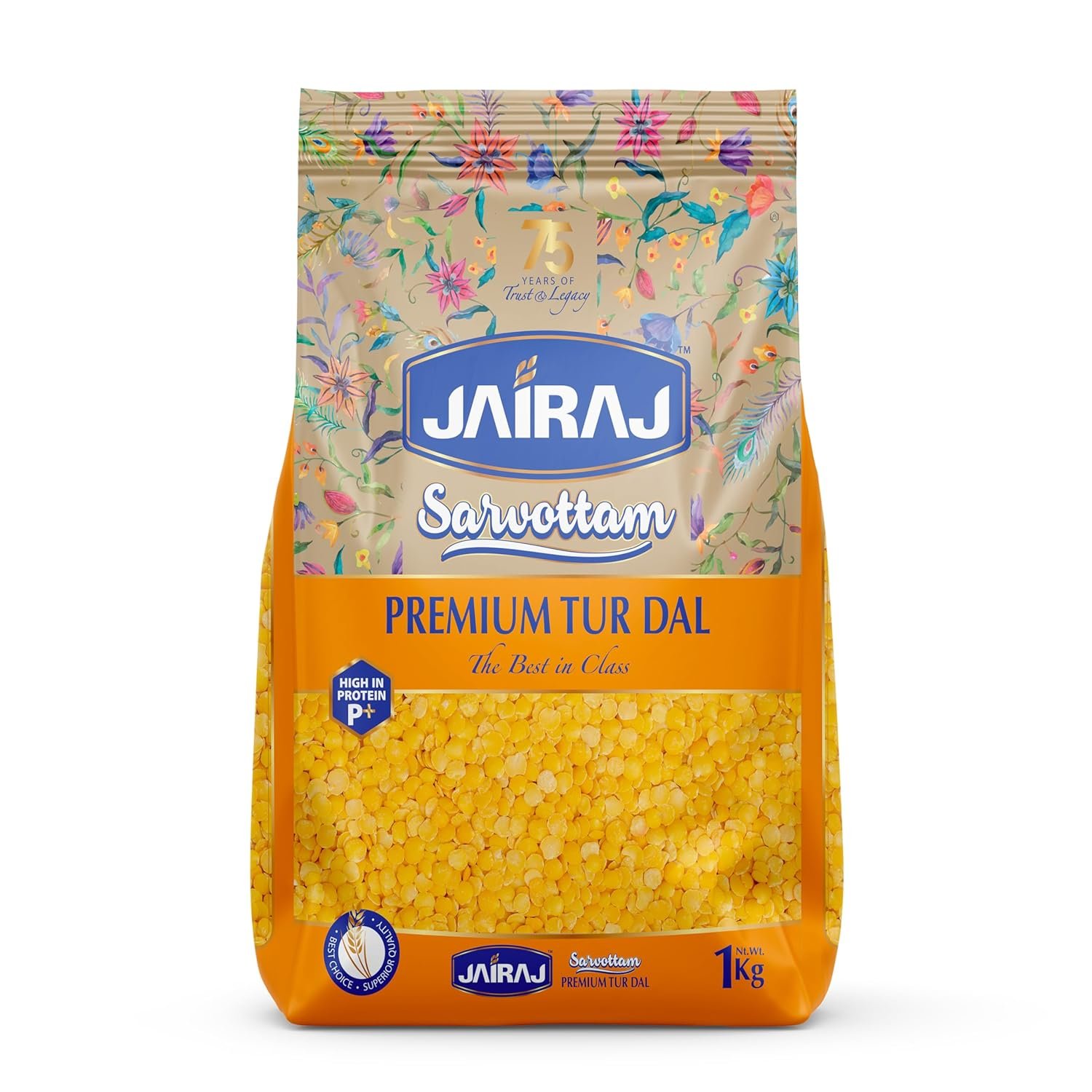 Jairaj Sarvottam Unpolished Tur Dal 1kg | Natural Protein-Rich Lentils 