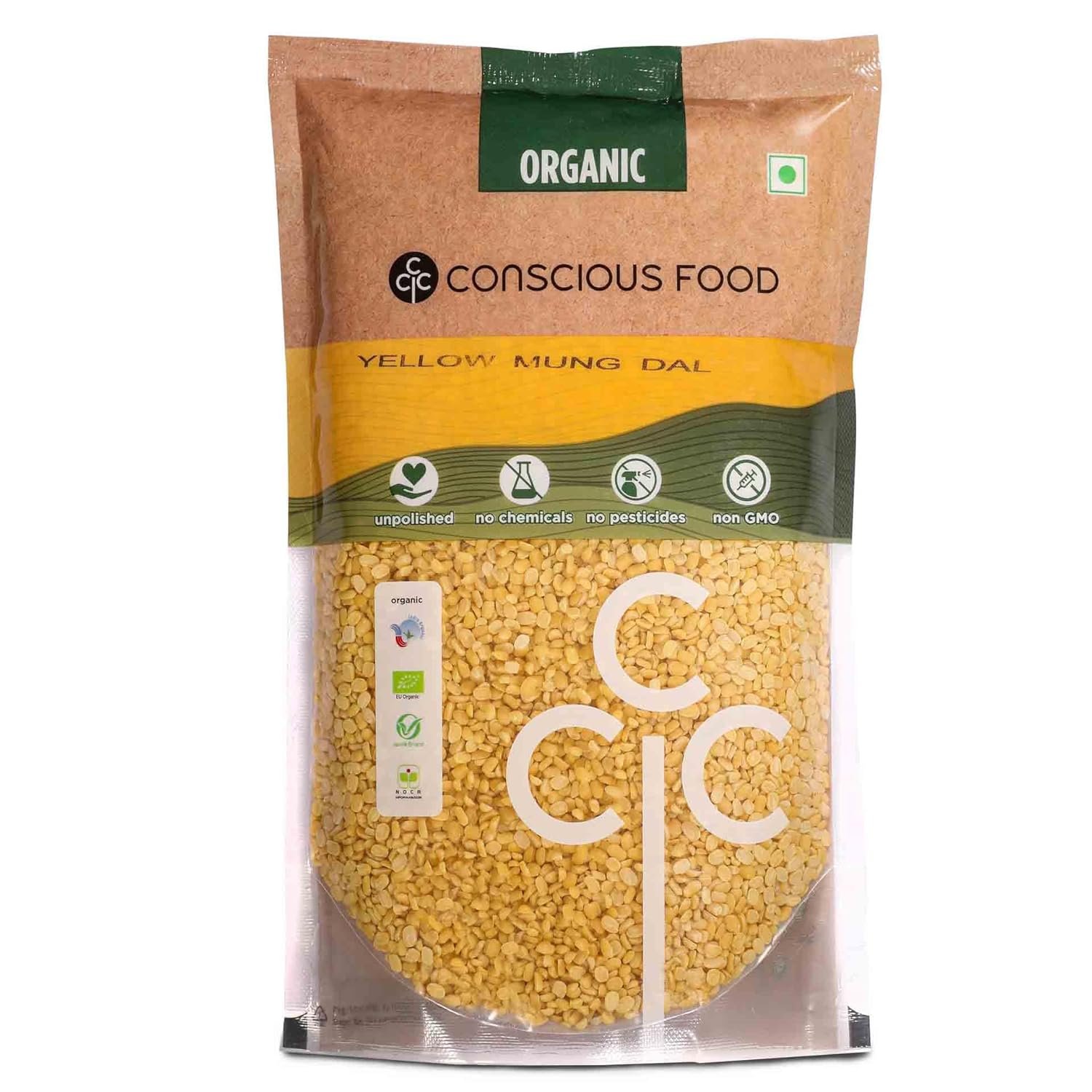 Conscious Food Organic Yellow Moong Dal | 1kg | Unpolished | Certified Organic | Mung Dal, Mug Dal, Yellow Lentils