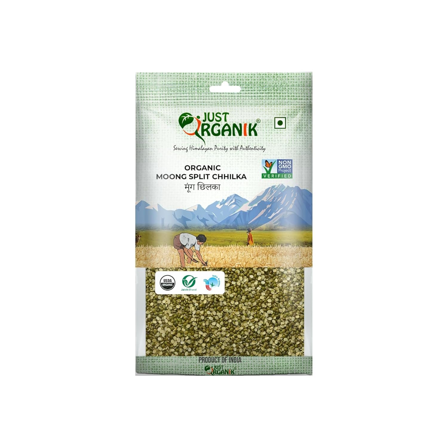 Just Organik - Organic Moong Split Chilka 1 Kg, 100% Organic | Moong dal